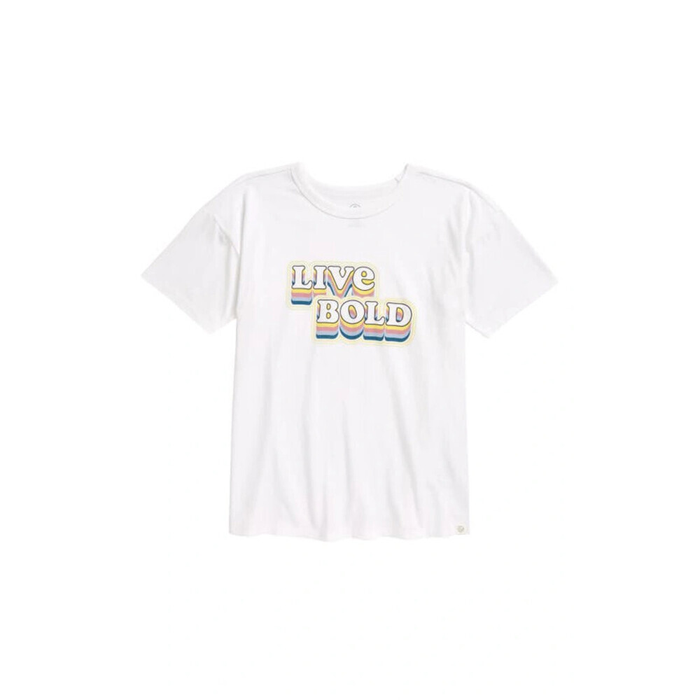 Treasure & Bond Kids Graphic Tee Live Bold In White Multi Size M 8-10